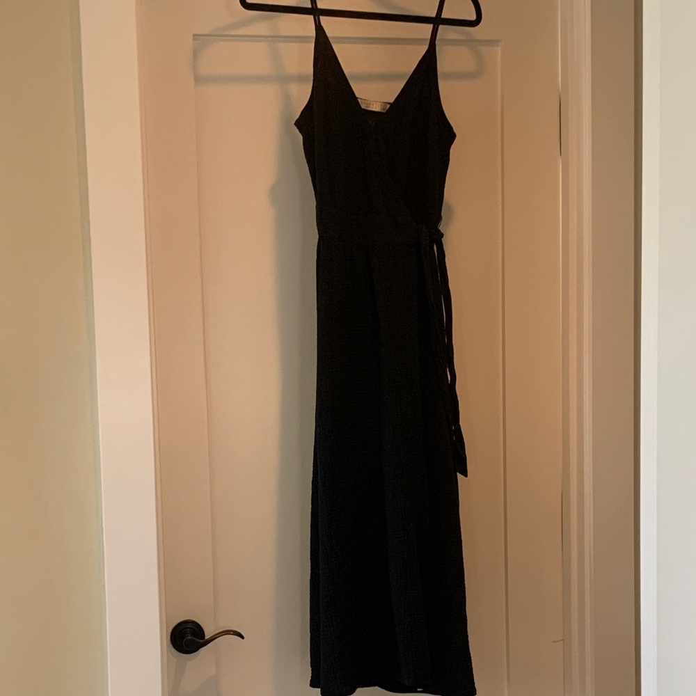 Black 100% cotton wraparound dress